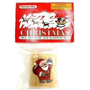 Christmas Santa Rubber Stamp Mounted on Wood Noteworthy - NEW